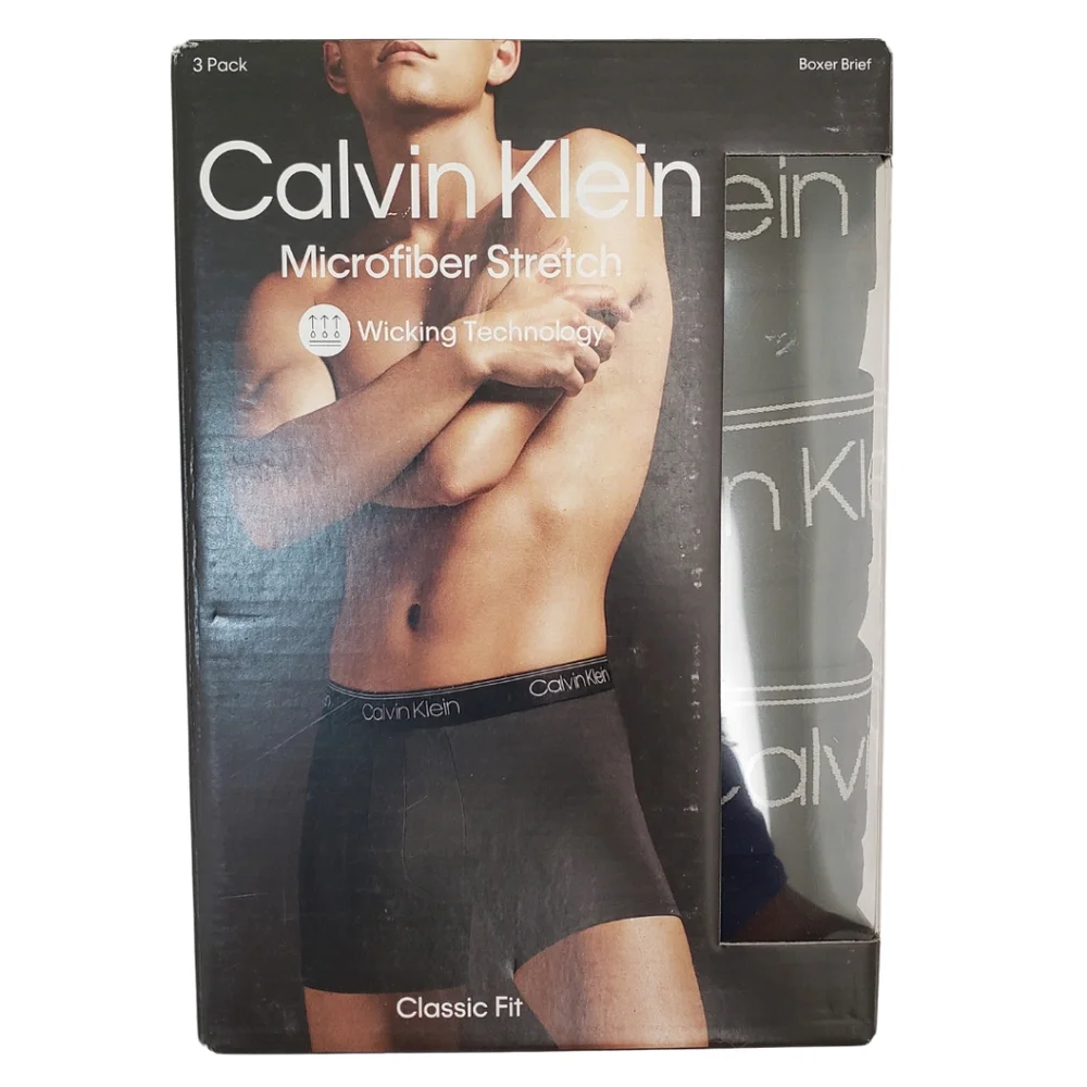 CALVIN KLEIN Men's Microfiber Stretch Boxer Briefs 3 Pairs NWT